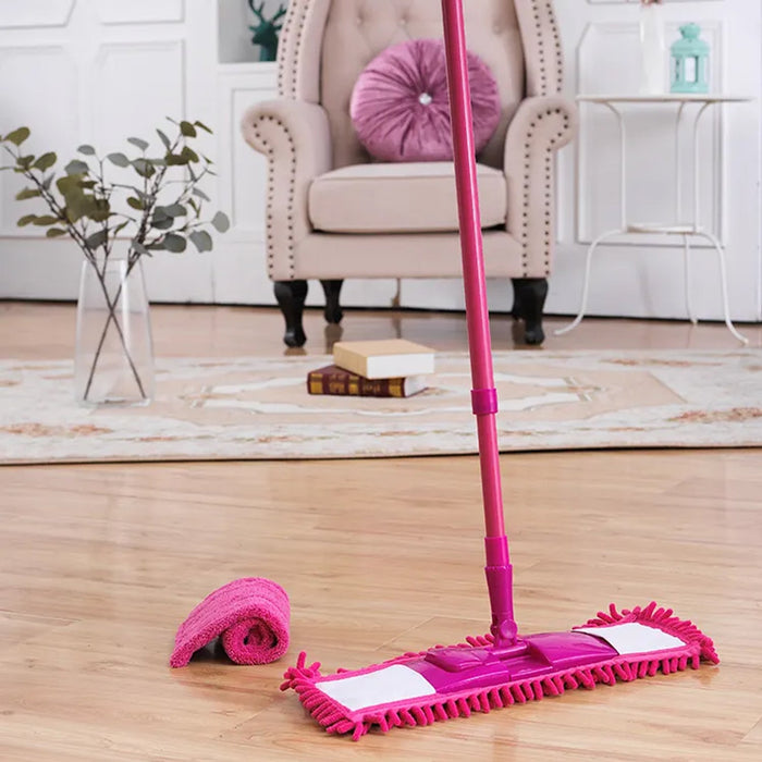 Wet and Dry Cleaning Flat Microfiber Floor Cleaning Mop Steel Rod Long Handle Dry Mop microfiber mop refill (No include Extra Refill 123cmx47cm)