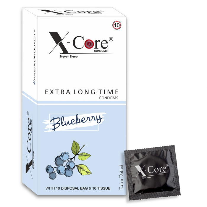 X-Core Extra Dotted Condom (10 Units) - Blueberry