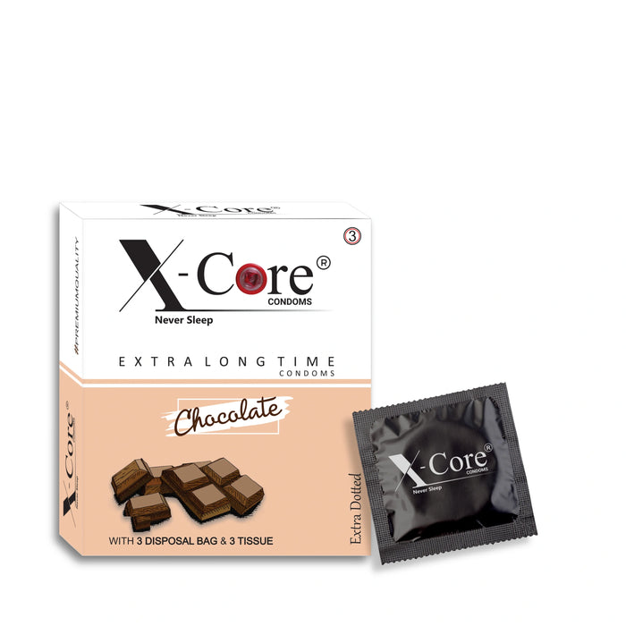 X-Core Extra Dotted Condom (03 Units) - Chocolate