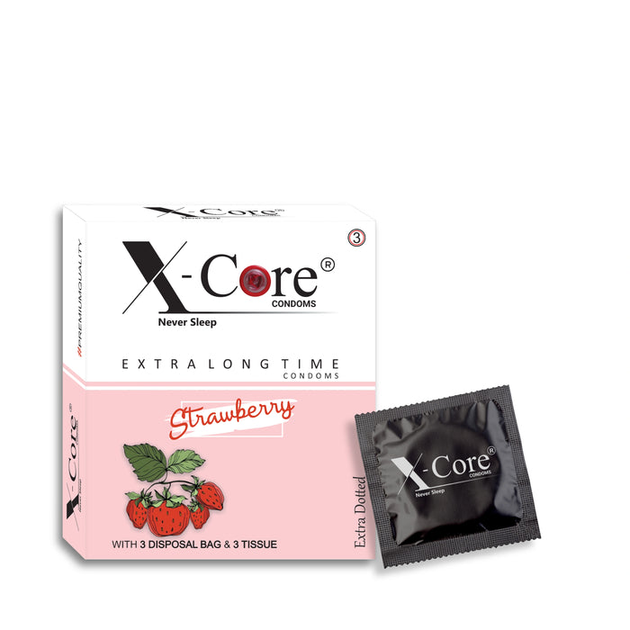 X-Core Extra Dotted Condom (03 Units) - Coffee